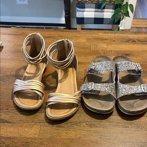 Blowfish Tan and Silver Kids Sandals & Flip Flops